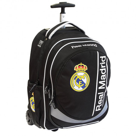 45 CM Real Madrid negro alto - bolso bolso de escuela de la carretilla