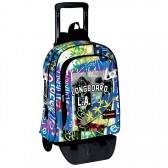 Sac à dos à roulettes Longboard Los Angeles 43 CM trolley Haut de Gamme - Cartable