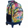 Sac à dos à roulettes 45 CM Smiley Spring Haut de gamme - 3 cpt - Cartable