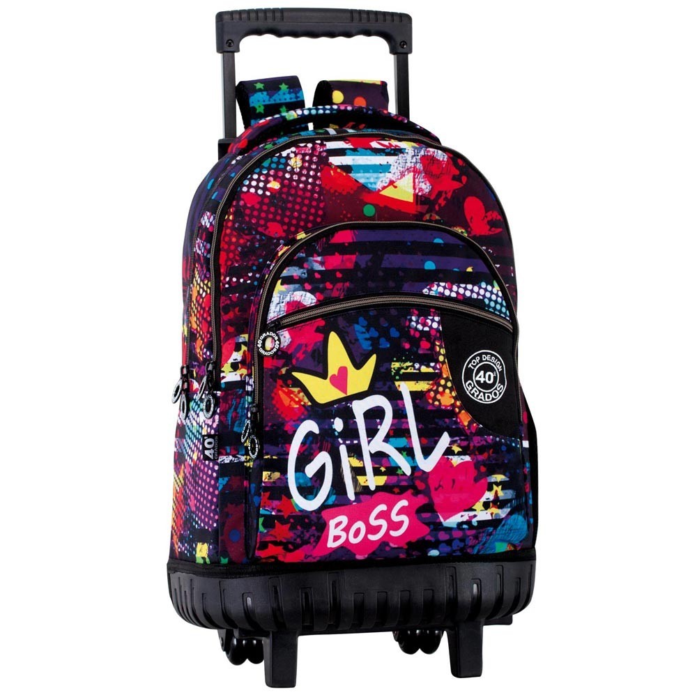 backpack rolling girl