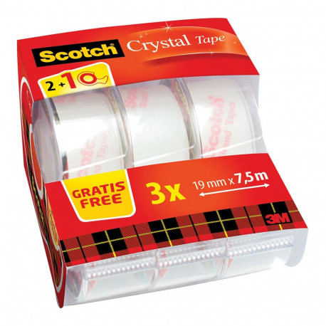 Carretes de cinta cinta invisible 19 mm x 7,5 m - 2 + 1 gratis