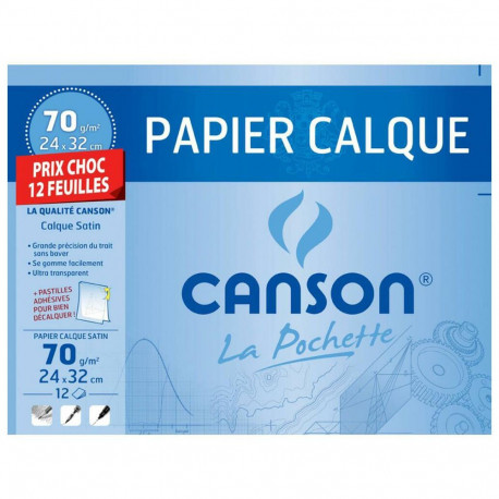 Papier calque CANSON 12 feuilles 24x32cm 70g