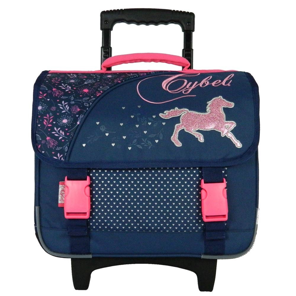 Cartable ?� roulettes Cheval Cybel 38 CM Trolley Gris Haut de gamme - Cartable