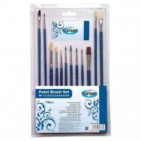 Set of 12 wooden brushes