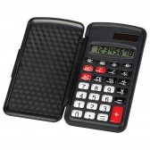 Petite calculatrice primaire noire avec capot en plastique