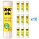 Batch of 3 small sticks of u.M. UHU 8.2g white glue - Family Pack