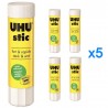 Lot de 5 moyens bâtons de colle blanche UHU 21 g - Pack Familial