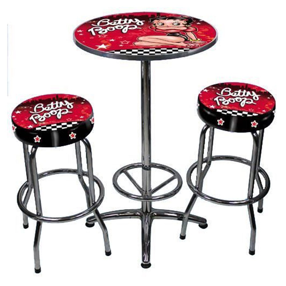 Set Table 2 Stools Bar Betty Boop, Garage Bar Table And Stools