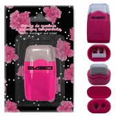 Apuntapuntas rosa doble con goma de borrar incorporada