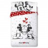 Parure housse de couette coton Mickey et Minnie 140x200 cm et Taie d'oreiller