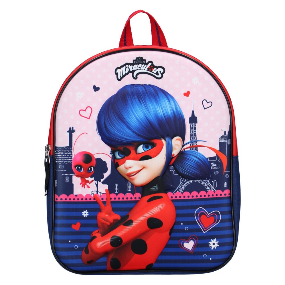 Miraculous Super Secret 3D Rucksack - Mit Hero-Print, Gepolsterte Träger, Rot-marineblau, Für Kinder