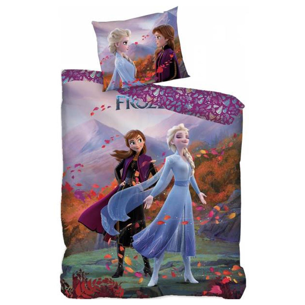 Frozen 2 Parure de lit pour Enfant La Reine des Neiges 2 Disney avec Housse de Couette et taie doreiller Motif Anna et Elsa Bleu 120 x 150 cm