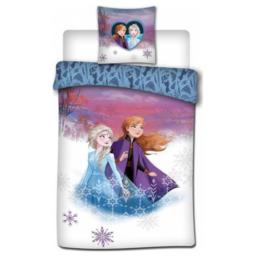 Frozen 2 Parure de lit pour Enfant La Reine des Neiges 2 Disney avec Housse de Couette et taie doreiller Motif Anna et Elsa Bleu 120 x 150 cm