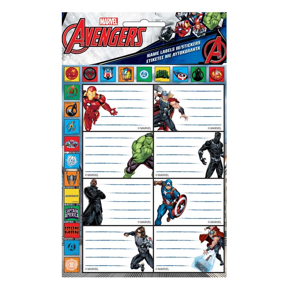 Lote de 8 etiquetas de Avengers - 20 pegatinas