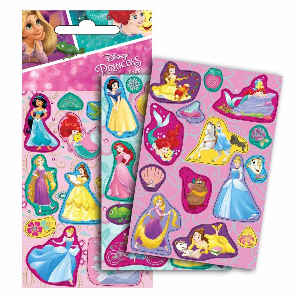 Conjunto de 12 pegatinas de princesas Disney brillantes