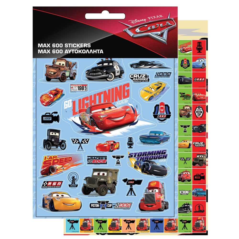 Lot de 600 étiquettes Cars