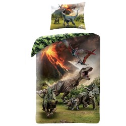 Dinosaur Jurassic World 140x200 cm cotton duvet cover and pillow taie