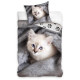 Baumwoll-Bettbezug Katze 140x200 cm und Kissenbezug