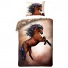 Parure housse de couette coton Cheval 140x200 cm et Taie d'oreiller