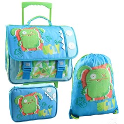 Günstiges Ranzen-Set auf Rädern + Pooltasche + Uglydolls Ox Bleistiftbox