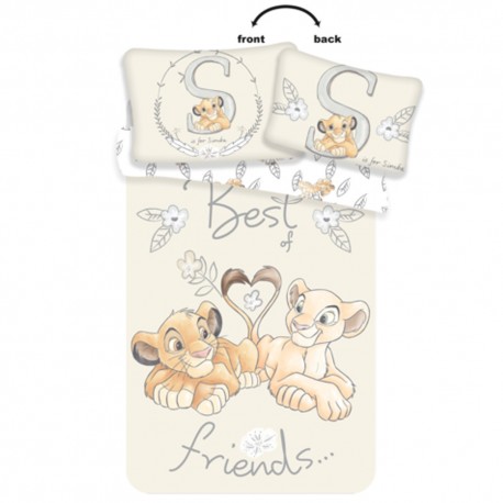 Parure housse de couette coton Le Roi Lion Best Friends 100x135 cm et Taie d'oreiller