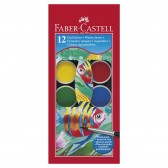 Scatola di 12 pastiglie Gouache Faber-Castell con pennello