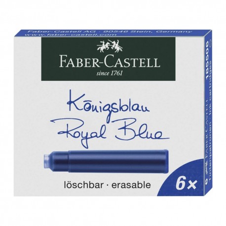 Cartouches d'encre bleue Faber-Castell pour stylo plume - Boîte de 6