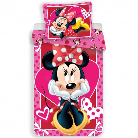Minnie Heart Cotton Duvet Cover 140x200 cm and Pillow Taie