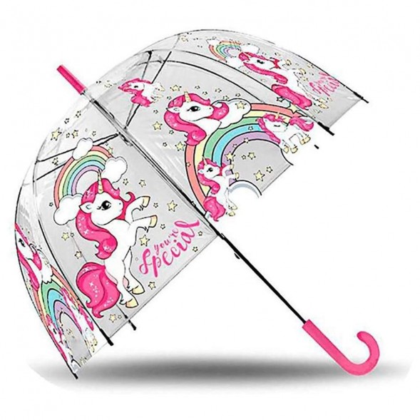 Paraguas de unicornio transparente 48 cm