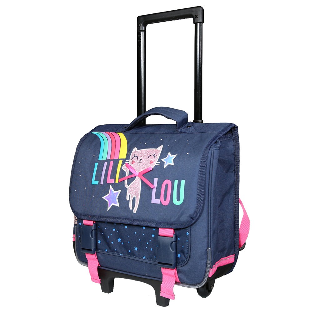 Cartable ?� roulettes Lililou Chat Rainbow 38 CM Trolley Haut de gamme