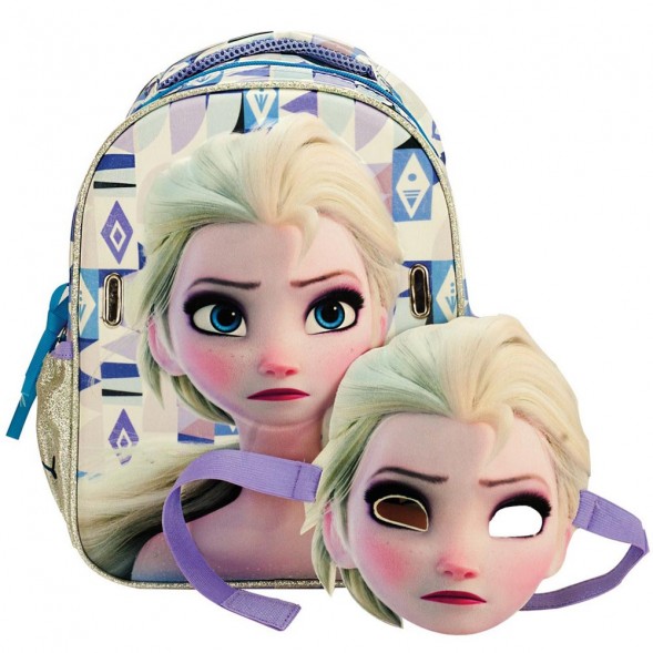 Zaino Elsa La Reine des Neiges 30 CM - Borsa da scuola per l'asilo + maschera