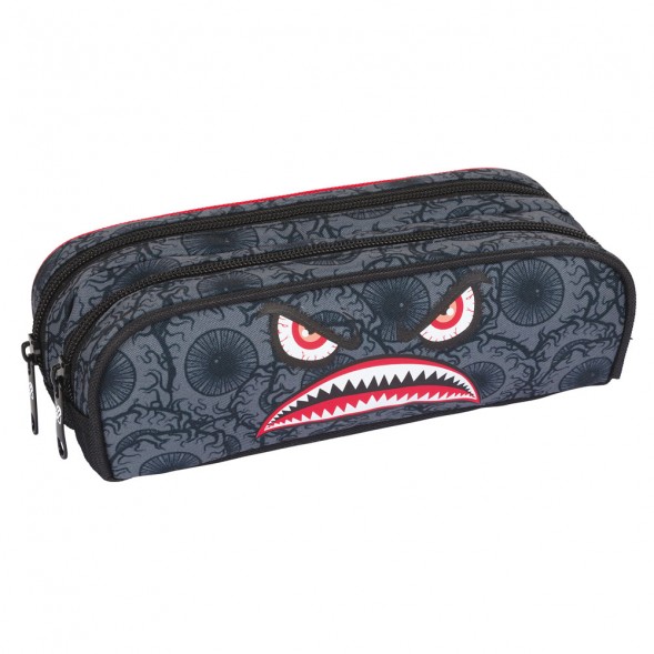 Trousse rectangulaire FREEGUN Monstre Black/Red 22 CM - 2 Compartiments