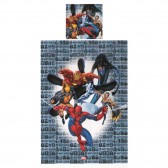 Parure housse de couette coton Super-héros Marvel 160x210 cm et Taie d'oreiller