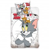 Funda nórdica de algodón adornado Tom and Jerry 140x200 cm y funda de almohada