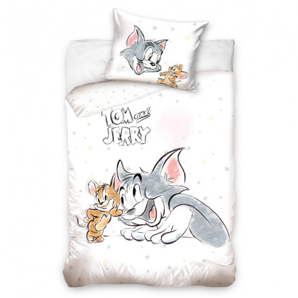 Funda nórdica de algodón Tom y Jerry juego 100x135 cm y funda de almohada