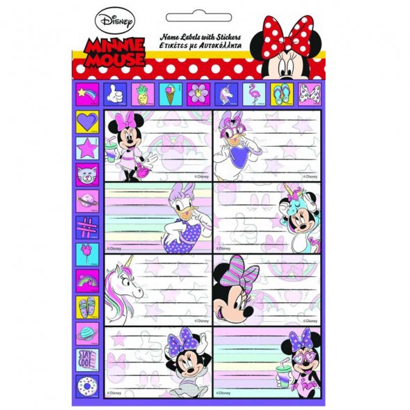 Lot de 16 étiquettes Minnie Mouse Licorne