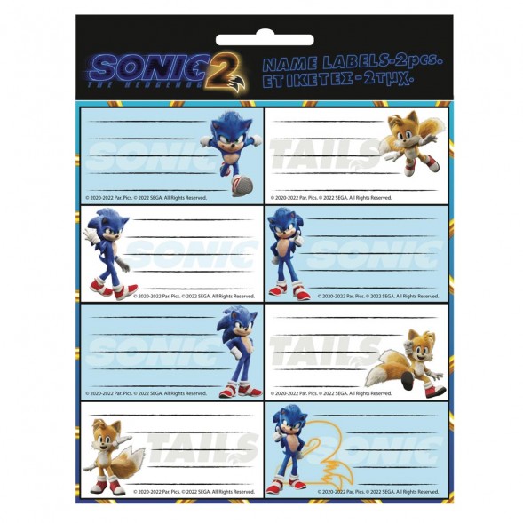 Lot de 16 étiquettes Sonic