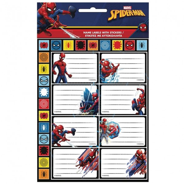 Lot de 16 étiquettes Spiderman