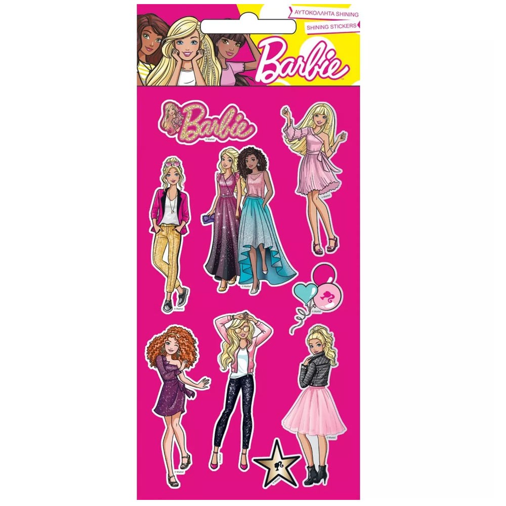 Stickers Barbie Girl Brillant relief - Set of 9