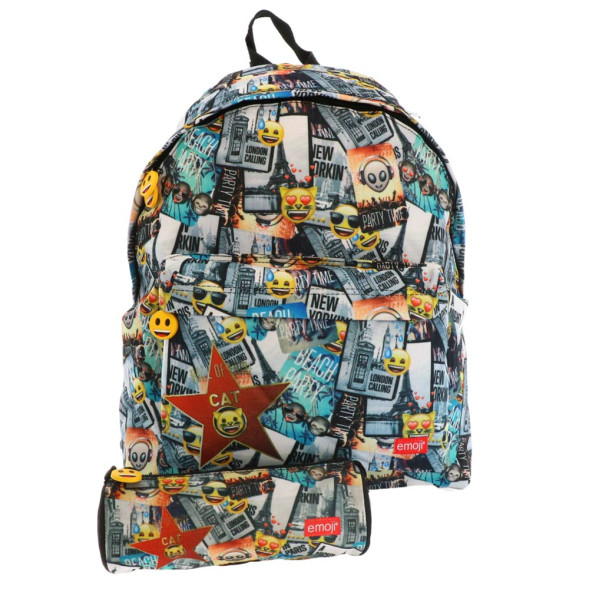Backpack + Kit Emoji yellow 40 CM