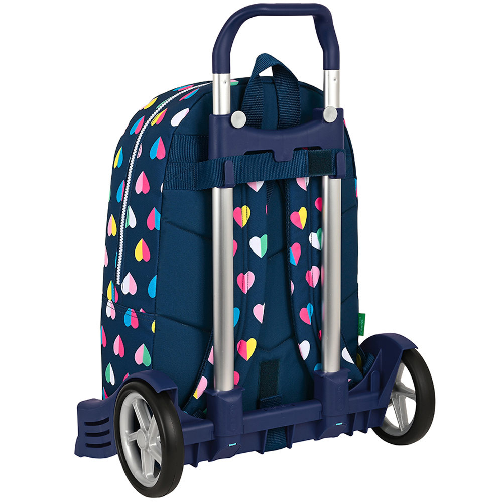 Tilami Zaino Con Ruote 45,7 Cm Per Scuola E Viaggi, Blù Geometrico, Con Copriruota E Schienale Imbottito