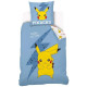 Parure housse de couette coton Pokemon Pikachu 140x200 cm et Taie d'oreiller