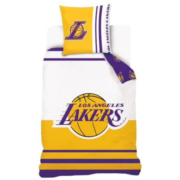Set funda nórdica de algodón Lakers NBA 140x200 cm y funda de almohada