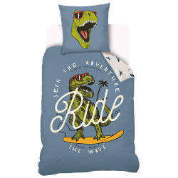 Set katoenen dekbedovertrek Dinosaur Ride 140x200 cm en kussensloop