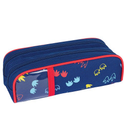 Trousse Dino Bleu 22 CM 2 Compartiments