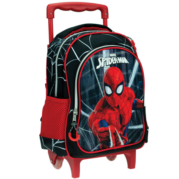 Sac à dos à roulettes Spiderman Noir 30 CM Trolley Haut de Gamme Maternelle