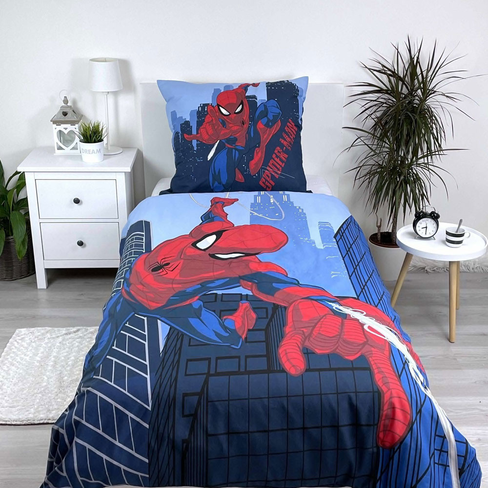 Spiderman Juego de Funda Nórdica de Algodón Azul 160x200 cm y Funda de  Almohada