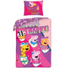 Parure housse de couette coton Peppa Pig Happy 140x200 cm et Taie d'oreiller