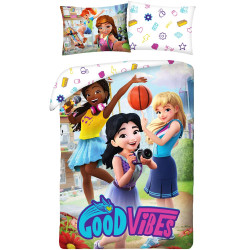 Lego Friends Good Vibes 140x200 cm Katoenen Dekbedovertrek en Kussensloop