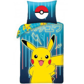 Pokemon Pikachu Bettbezug-Set aus Baumwolle 140x200 cm und Kissenbezug